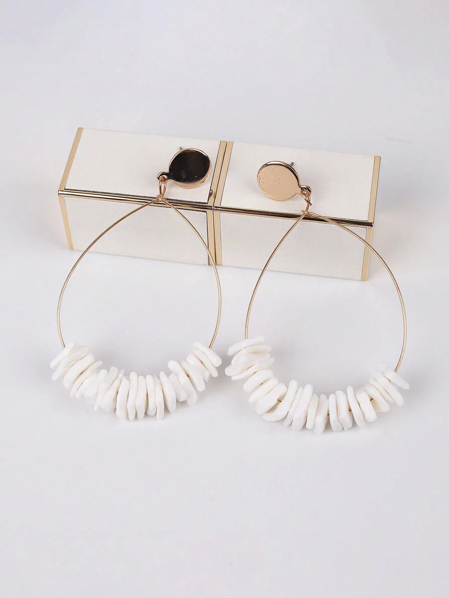 1 Pair Of Shell Fragment Earring For Ladies - Gold - View 1