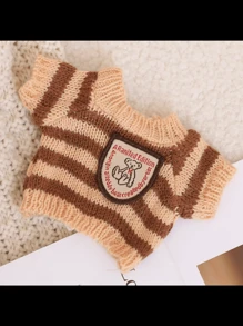 汽車變速器換檔按鈕時尚迷你毛衣棕色條紋設計 - 棕色 - 查看 3