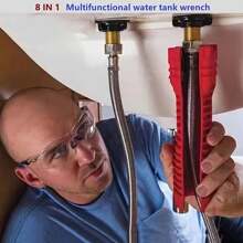 8 In 1 Multifunctional Sink Wrench Water Pipe Faucet Bathroom Installation Special Repair Tool - Red - View 2