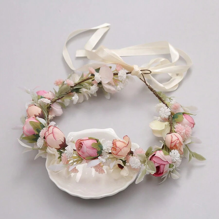 花環頭帶花冠頭環髮冠波西米亞風格 - 彩色 - 查看 1