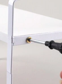 1入組桌面書架1層儲物架工作家庭分層框架鐵工藝學生宿舍桌面置物櫃顯示架 - 白色 - 查看 3