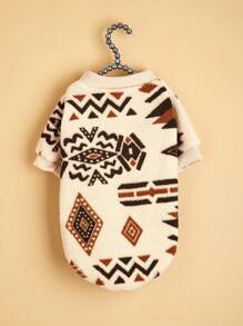 1pc Personalized Totem Pattern Cat & Dog Universal Plush Pet Hoodie Sweatshirt, Pet Clothes For Cats And Dogs