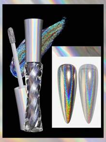 Y2k 美容鏡全像雷射凝膠液體鏡面指甲油膠美甲設計女士沙龍美甲設計裝飾禮品 - 銀色 - 查看 2