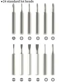 24 In 1 Precision Magnetic Aluminum Screwdriver Set For Repairing And Disassembling Screws - Black - View 8