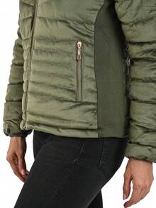 Chamarra Abrigo Rosa Tercio Pelo Para Dama Mujer con Gorro de Peluche Desmontable - Verde militar - Ver 5