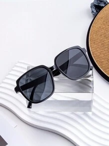 1 件装女士黑色超大方形镜框复古时尚 PC 时尚眼镜适合日常通勤和