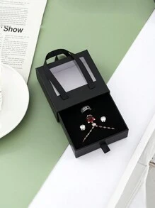 1pc Transparent Drawer Jewelry Box Portable Jewelry Packaging Box Bracelet Storage Box Pendant Necklace Gift Box - Transparent window jewelry box - View 12