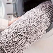 1pc Simple Light Grey Soft Chenille Absorbent And Non-Slip Bathroom Rug, Also Suitable For Room Decoration Home Bathroom Decor Floor Carpet Outdoor Rug Door Mat Fall Decor Bathroom Accessories Back To School Entryway Decor - Light Grey - View 3