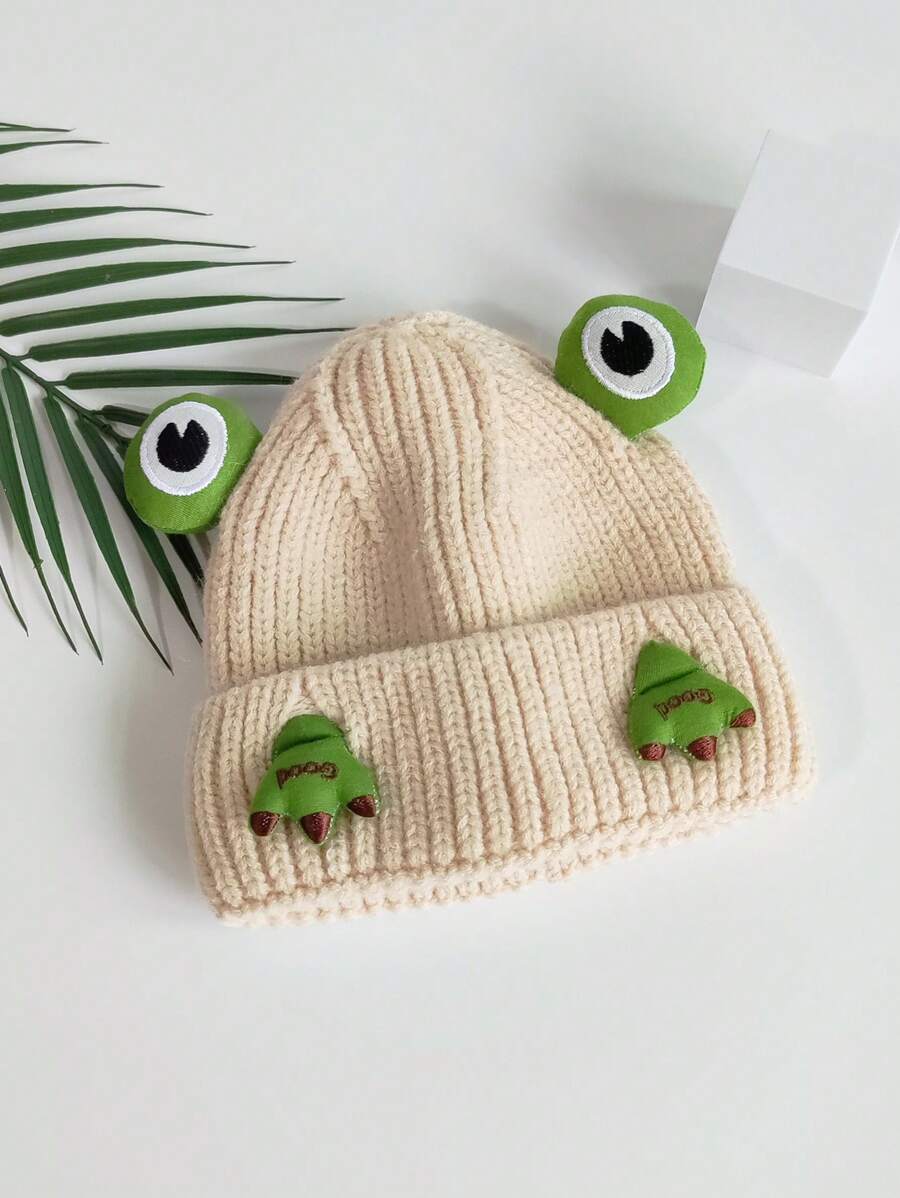 1pc Animal Shaped Knitted Hat Suitable For Daily Wear - Beige - View 1