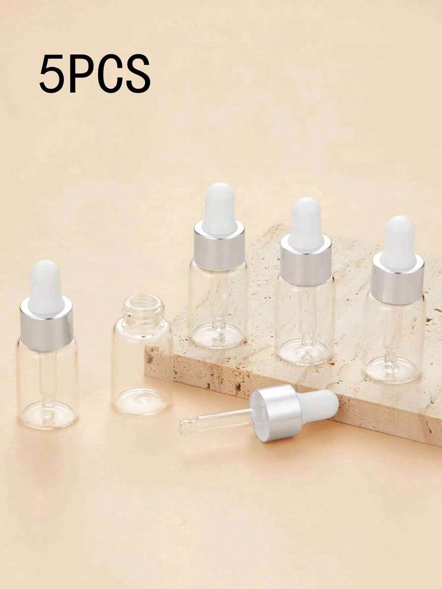 5入組玻璃滴管,透明分配容器,適用於旅行裝大小化妝品,空的化妝品可裝載,可再裝充電的旅行容器塑料噴霧瓶噴霧器,適用於香水、護膚品、化妝品、乳液,滴瓶裝可裝載香水空旅行樣品瓶精華液化妝品容器,旅行必備品 - 銀色 - 查看 1