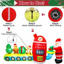 10FT Large Christmas Inflatables Outdoor Decorations Train Blow Up Santa Snowman Christmas Inflatables Tree Bear Built-in LED Lights for Holiday Yard Lawn Garden Decor - Green - View 3