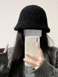 女士毛絨桶帽，秋冬季節，保暖、百搭，突顯自然美，日系風格，羊毛針織桶帽