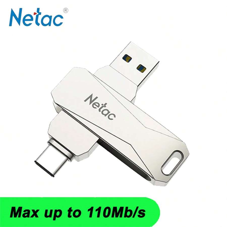 Netac 1入組usb閃存盤256g 128gb 64gb 32gb,usb 3.1記憶棒隨身碟適用於電腦/平板電腦/筆記本電腦,u782c - 銀色 - 查看 1