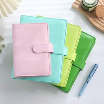 A5/A6 PU Leather Binder Budget 6 Ring Notebook With Stylish Design ,Personal Organizer Binder Cover With Magnetic Buckle Closure Back To School