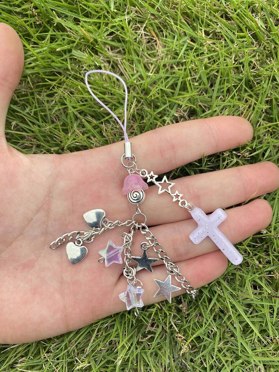 1 件 Y2K 风格装饰手机挂绳，适用于手机、相机和钱包挂饰 - 紫色 - 查看 1