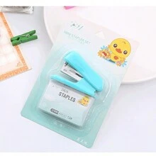 1pc Multicolor Stapler Set With Staples, Mini Office Desktop Stationery Binding Machine For Students, Portable, With Staple Remover - Green - View 1
