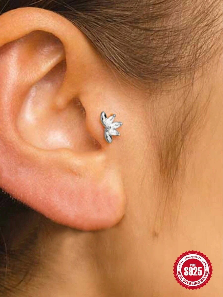 1只925純銀冠形耳釘、18k鍍層、時尚珠寶耳環、適用於結婚紀念日萬聖節等場合 - 銀色 - 查看 1