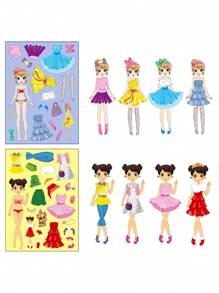 1 Packung mit 6 Prinzessin Gesichter wechselnden Aufkleberset mit Cartoon-Bildern für Mädchen, DIY Prinzessin Make-up Puzzle Aufkleber, Fake Nägel für Kinder, Prinzessin Aufkleber, Spiele Aufkleber