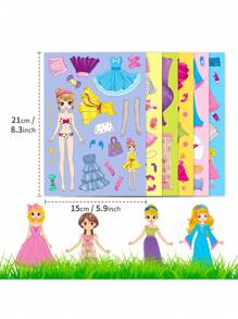 1 Packung mit 6 Prinzessin Gesichter wechselnden Aufkleberset mit Cartoon-Bildern für Mädchen, DIY Prinzessin Make-up Puzzle Aufkleber, Fake Nägel für Kinder, Prinzessin Aufkleber, Spiele Aufkleber