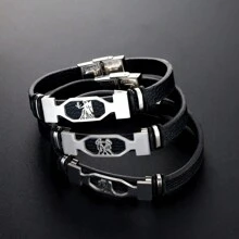 1 pulseira com 12 signos do zodíaco em aço inoxidável, ideal para uso diário masculino