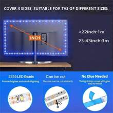 1pc USB Blue LED Strip Light 60 LEDs/M Flexible LED Light Strip 1m/2m/3m/5m Non-Waterproof, For TV, Computer Background Lighting (No Remote) - Blue - View 7
