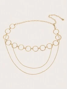 1 Miếng Của phụ nữ Kim loại hình học Treo Chuỗi Màu vàng Nhẫn Thắt lưng Đối với Đầm Kỳ nghỉ Phong cách , Đúng mốt Và Thanh lịch Dây thắt lưng - Vàng - Xem 2