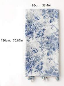1入新款藍色花卉印花流蘇圍巾、披肩、包裹頭巾、禮物