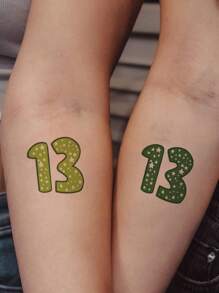 6張/12入彩色數字13紋身貼紙,帶星型圖案,非常適合派對、節日、音樂會和藝人打扮 - 彩色 - 查看 4