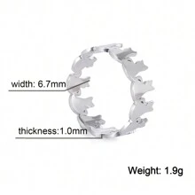 1件女性不銹鋼可調節動物包裹開放式戒指,情人節時尚日常配飾,周年紀念禮物