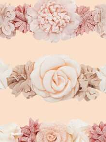 3 件装女婴花朵发带，适用于婚礼、派对、节日装饰，不伤皮肤，高弹力发饰，爱心情人节