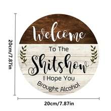 1pc Wooden Welcome Sign With Fun Slogan For Door Decoration - Multicolor - View 5