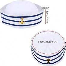 1 Miếng Của phụ nữ Xanh & Trắng Mũ , Du thuyền Mũ Đối với Lễ hội hóa trang , Đóng vai Và Lễ hội Buổi tiệc - Xanh và trắng - Xem 2