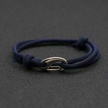 diffone Minimalist Braided Bracelet, Unisex Adjustable Double-Layer Bracelet, Boyfriend Gift, D-Ring Buckle, Outdoor Adventure Paracord Bracelet - Navy Blue - View 2