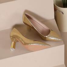 European And American Style Fashionable High Heels For Women, Seasonal 2023 New Arrivals, Sophisticated And Elegant, Pointed Toe With Thick Low-Cut Heels And Low Vamp Shoes.