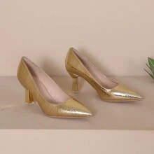 European And American Style Fashionable High Heels For Women, Seasonal 2023 New Arrivals, Sophisticated And Elegant, Pointed Toe With Thick Low-Cut Heels And Low Vamp Shoes.