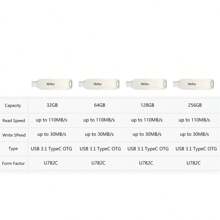 Netac 1入組usb閃存盤256g 128gb 64gb 32gb,usb 3.1記憶棒隨身碟適用於電腦/平板電腦/筆記本電腦,u782c - 銀色 - 查看 2