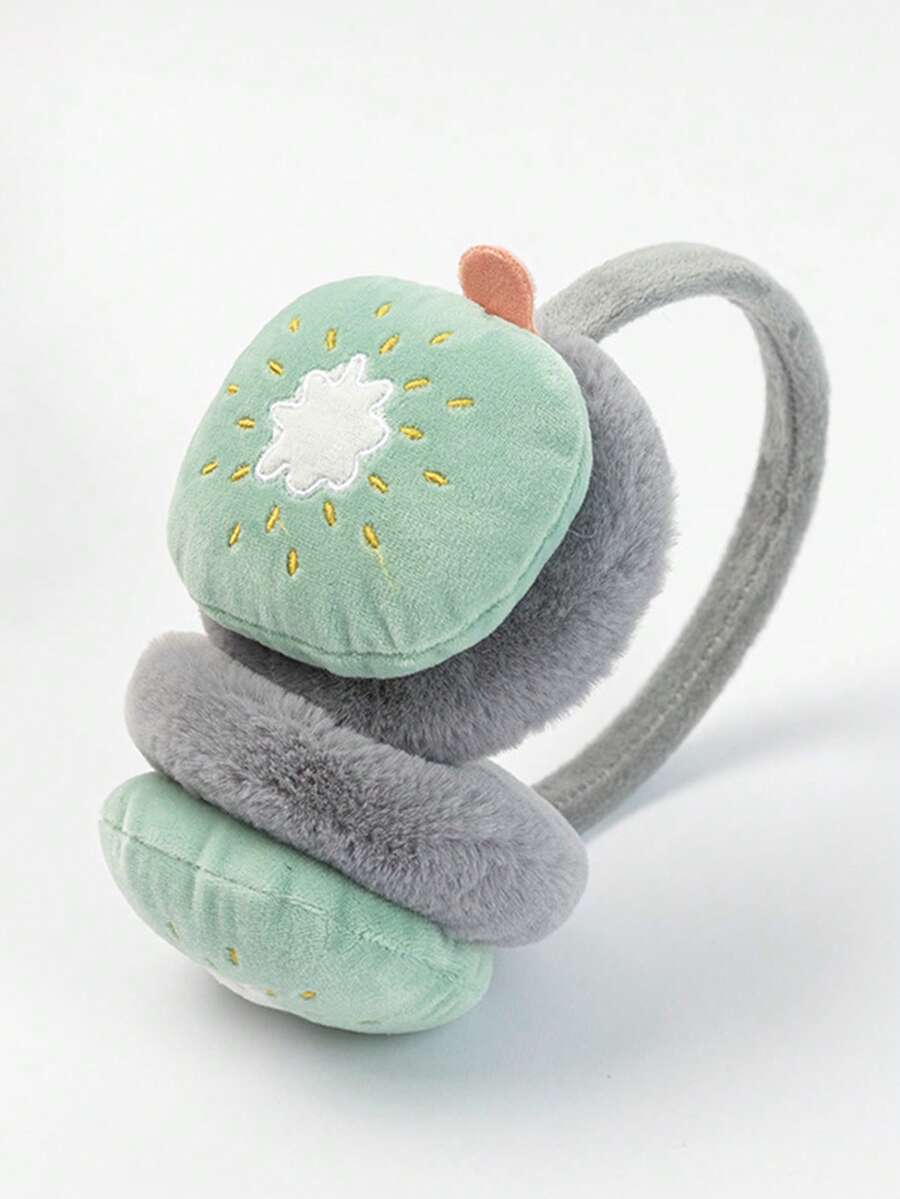 1入卡通水果造型毛絨耳套適合十幾歲的女孩,冬季戶外保暖耳罩