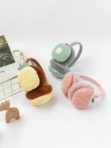 1入卡通水果造型毛絨耳套適合十幾歲的女孩,冬季戶外保暖耳罩