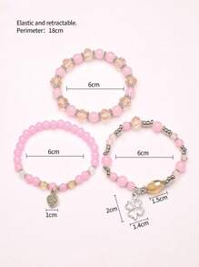 3  style retro crystal bracelets - Pink - View 3