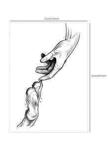 1pc Black Abstract Animal Paw Touching Finger Pattern Large Temporary Tattoo Sticker For Chest, Back, Abdomen - Black - View 7