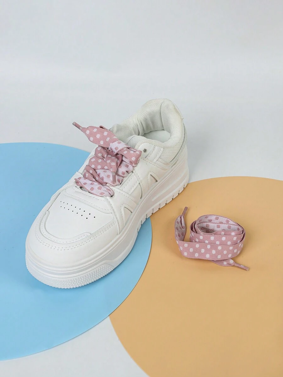 Fashionable Pink Round Polka Dot Shoelaces Shoe Accessory - Pink - View 1