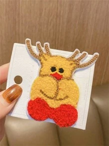 6 件裝聖誕主題髮夾套裝,可愛毛絨 Bb 夾,針織卡通髮夾,配有聖誕雪人、鈴鐺、鹿、樹、雪花,送給女朋友和派對的完美禮物