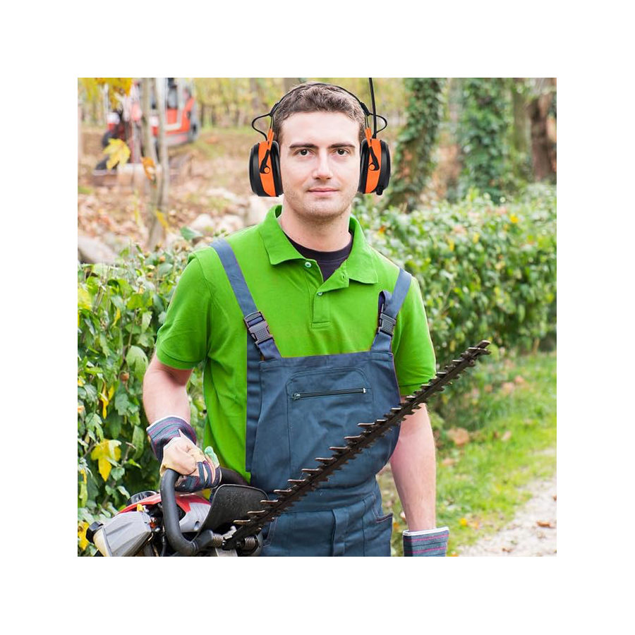 Safety Earmuffs with Bluetooth FM Radio for Mowing, NRR 29dB Industrial
