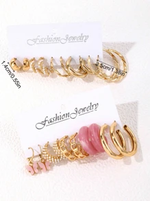 10pairs Butterfly & Faux Pearl Decor Earrings