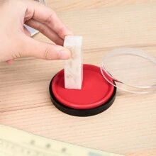 1pc Large Round Red Oil-Based Quick-Drying Stamp Pad For Office Use, School Supplies, Fingerprinting - Red - View 1