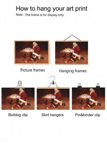 1 件冬季主題聖誕老人印花帆布畫,適合入口、客廳裝飾 - 彩色 - 查看 4