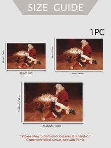 1 件冬季主題聖誕老人印花帆布畫,適合入口、客廳裝飾 - 彩色 - 查看 5