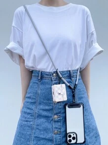 Mobile Phone Strap- Adjustable Crossbody Shoulder Strap With Stretchable & Removable Anti-lost Design - Light Grey - View 2