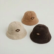 兒童卡通漏斗帽，秋冬季暖厚毛絨漏斗帽，時尚遮陽帽