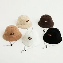 兒童卡通漏斗帽，秋冬季暖厚毛絨漏斗帽，時尚遮陽帽